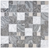 Glasmosaik Mosaikfliesen Stahl grau anthrazit schwarz Wand Fliesenspiegel Kche Bad