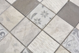 Marmor Mosaik Fliese Keramikmosaik grau cream Wandfliese Fliesenspiegel Kche - MOS180-D0948G