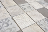 Marmor Mosaik Fliese Keramikmosaik grau cream Wandfliese Fliesenspiegel Kche - MOS180-D0948G