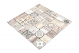 Mosaikfliese Patchwork hellbeige beige Mosaikfliese Wand Fliesenspiegel Holzoptik Bad MOS160-w100