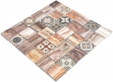 Mosaikfliese Patchwork braun beige marrone Holzoptik Kchenrckwand MOS160-w200