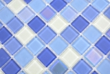 Mosaik Fliesen Glasmosaik fluoreszierend blau weiss Mosaikfliese Wand Fliesenspiegel Kche Dusche Bad