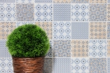 Handmuster Retro Vintage Mosaik Fliese Keramik wei blau orange grau MOS22B-1404_m