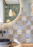 Handmuster Retro Vintage Mosaik Fliese Keramik creme blau orange grau matt MOS22B-1406_m