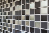 Handmuster Mosaikfliese Keramik schwarz silber anthrazit chrome Kchenrckwand MOS18-0317_m