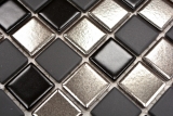 Handmuster Mosaikfliese Keramik schwarz silber anthrazit chrome Kchenrckwand MOS18-0317_m