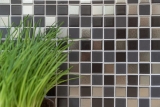 Handmuster Mosaikfliese Keramik schwarz silber anthrazit chrome Kchenrckwand MOS18-0317_m