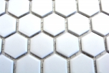 Handmuster Mosaik Fliese Keramik Hexagon wei matt Wand Dusche Fliesenspiegel Wandfliesen MOS11A-0111_m