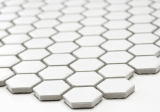 Handmuster Mosaik Fliese Keramik Hexagon wei matt Wand Dusche Fliesenspiegel Wandfliesen MOS11A-0111_m