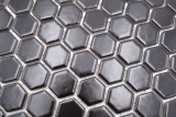 Handmuster Mosaik Fliese Keramik Hexagon schwarz matt Duschrckwand Fliesenspiegel  MOS11A-0311_m