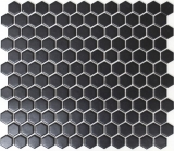 Handmuster Mosaik Fliese Keramik Hexagon schwarz matt Duschrckwand Fliesenspiegel  MOS11A-0311_m