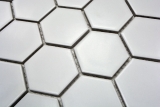 Handmuster Mosaik Fliese Keramik Hexagon wei matt Wandfliesen Badfliese MOS11B-0111_m