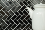 Handmuster Mosaik Fliese Keramik Fischgrt schwarz glnzend Mosaikfliese Bodenfliese MOS24-CHB6BG_m