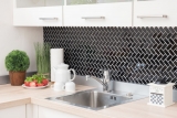 Handmuster Mosaik Fliese Keramik Fischgrt schwarz glnzend Mosaikfliese Bodenfliese MOS24-CHB6BG_m