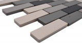 Handmuster Mosaik Fliese Keramik hellbeige grau Brick unglasiert Duschtasse Bodenfliese MOS26-0206-R10_m