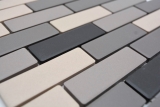 Handmuster Mosaik Fliese Keramik hellbeige grau Brick unglasiert Duschtasse Bodenfliese MOS26-0206-R10_m