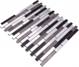 Handmuster Mosaik Fliese Aluminium Verbund Alu alu grau schwarz Fliesenspiegel Kche MOS49-0308_m