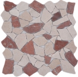 Handmuster Mosaik Fliese Marmor Naturstein rot beige Bruch Ciot Rosso Verona Botticino MOS44-1002_m