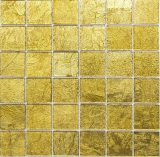 Handmuster Mosaikfliese Transluzent Glasmosaik Crystal gold Struktur MOS120-0746_m