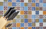 Handmuster Retro Vintage Mosaikfliese Transluzent wei blau orange grau Glasmosaik Crystal Optik MOS78B-0123_m