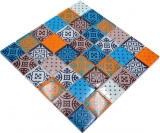 Handmuster Retro Vintage Mosaikfliese Transluzent wei blau orange grau Glasmosaik Crystal Optik MOS78B-0123_m