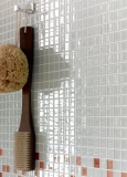 Handmuster Mosaikfliese Transluzent wei mit grnstich Glasmosaik Crystal BAD WC MOS60-0102_m