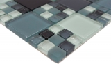 Handmuster Mosaikfliese Transluzent grau schwarz Kombination Glasmosaik Crystal grau schwarz grau matt MOS78-0204_m