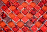 Handmuster Mosaikfliese Transluzent rot Glasmosaik Crystal Resin rot BAD WC Kche WAND MOS92-0904_m