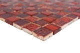 Handmuster Mosaikfliese Fliesenspiegel Transluzent rot Glasmosaik Crystal Resin rot BAD WC Kche WAND MOS82-0906_m