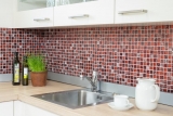 Handmuster Mosaikfliese Fliesenspiegel Transluzent rot Glasmosaik Crystal Resin rot BAD WC Kche WAND MOS82-0906_m