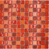 Handmuster Mosaikfliese Fliesenspiegel Transluzent rot Glasmosaik Crystal Resin rot Struktur MOS83-CB30_m