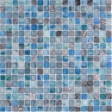 Handmuster Mosaikfliese Fliesenspiegel Transluzent grnblau Glasmosaik Crystal Stein Cream grnblau MOS92-XCR1501_m