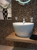 Handmuster Mosaikfliese Fliesenspiegel Transluzent beige braun Glasmosaik Crystal Stein beige braun MOS92-1206_m