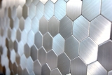 Handmuster Mosaikfliese Fliesenspiegel selbstklebend Aluminium silber metall Hexagon metall MOS200-22MHX_m