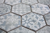 Handmuster Keramik Mosaik Hexagon blau Mosaikfliese Wand Fliesenspiegel Kche Bad MOS11H-0004_m