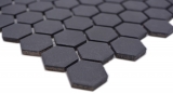 Handmuster Keramik Mosaik Hexagon schwarz R10B Duschtasse Bodenfliese Mosaikfliese  Kche Bad Boden MOS11H-0003-R10_m